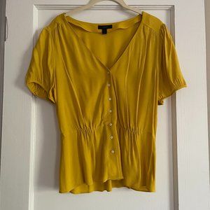 J. Crew Mustard Yellow Peplum Puff Sleeve Blouse